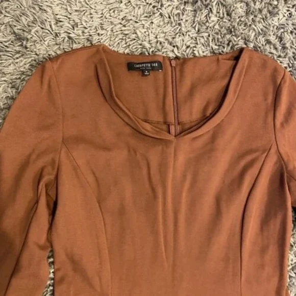 Lafayette 148 New York 3/4 Sleeve Sheath Dress In Sienna Brown Size 8 Women